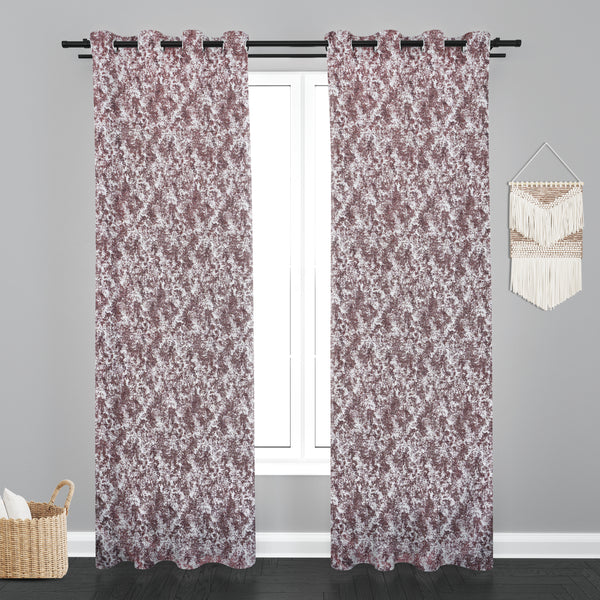 Lisbon Texure Design PolyCott Fabric Curtain - Radish