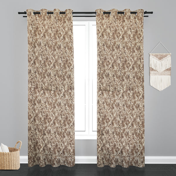 Lisbon Texure Design PolyCott Fabric Curtain - Brown