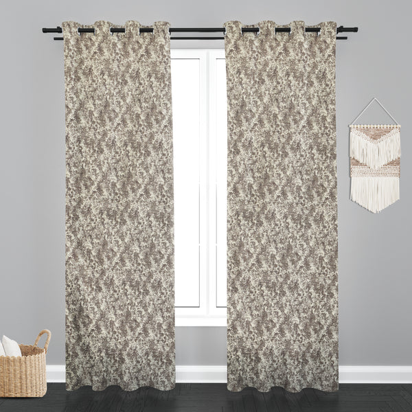 Lisbon Texure Design PolyCott Fabric Curtain - Light Brown
