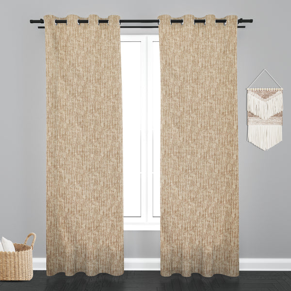 Lisbon Texure Design PolyCott Fabric Curtain - Beige