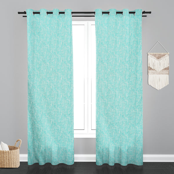 Lisbon Texure Design PolyCott Fabric Curtain - Sky Blue