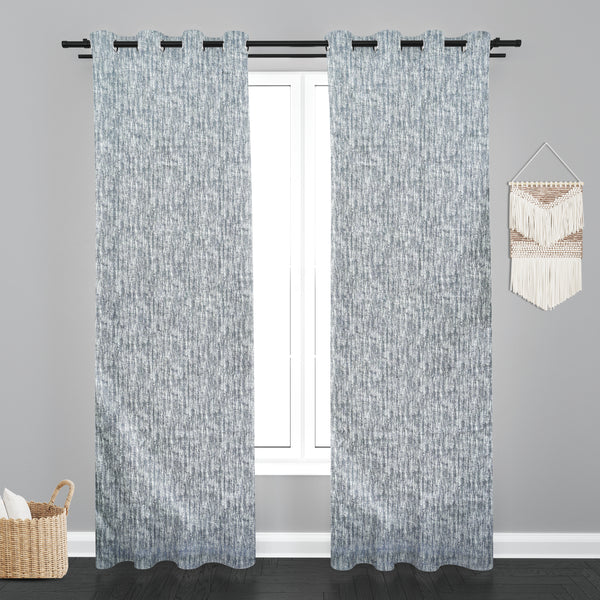 Lisbon Texure Design PolyCott Fabric Curtain - Dark Grey