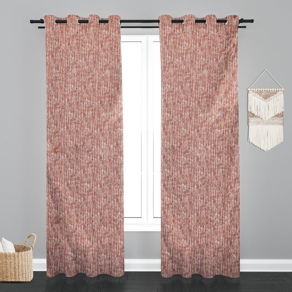Lisbon Texure Design PolyCott Fabric Curtain - Rust