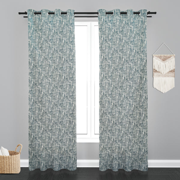 Lisbon Texure Design PolyCott Fabric Curtain - Sea Green