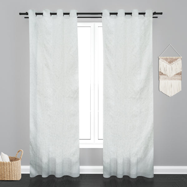 Lisbon Texure Design PolyCott Fabric Curtain - Sky Blue