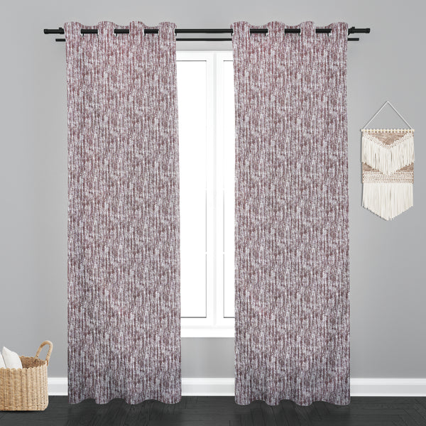Lisbon Texure Design PolyCott Fabric Curtain - Radish