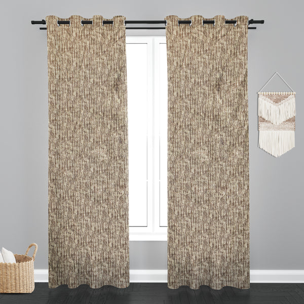 Lisbon Texure Design PolyCott Fabric Curtain - Brown