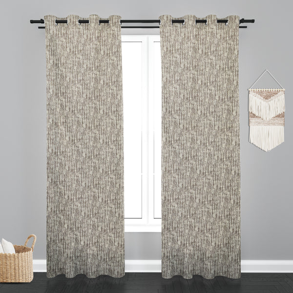 Lisbon Texure Design PolyCott Fabric Curtain - Light Brown