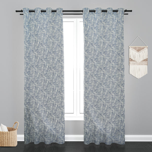 Lisbon Texure Design PolyCott Fabric Curtain - Blue