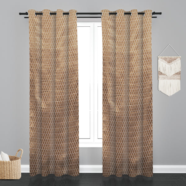 Lima  Geometric Design Jaquard Fabric Curtain -Beige