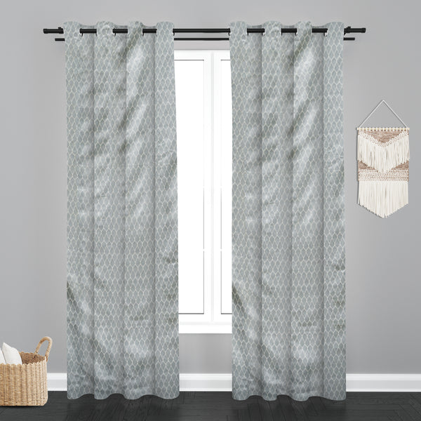 Lima  Geometric Design Jaquard Fabric Curtain -Light Grey