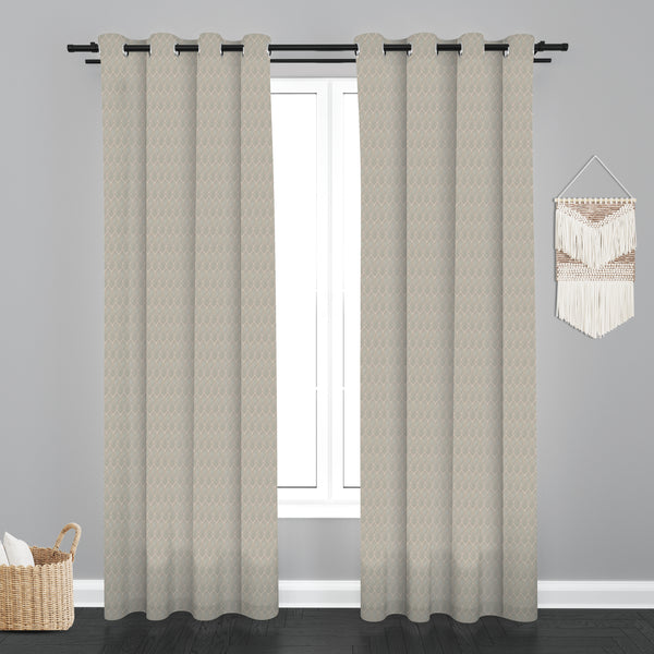 Lima  Geometric Design Jaquard Fabric Curtain -Tan
