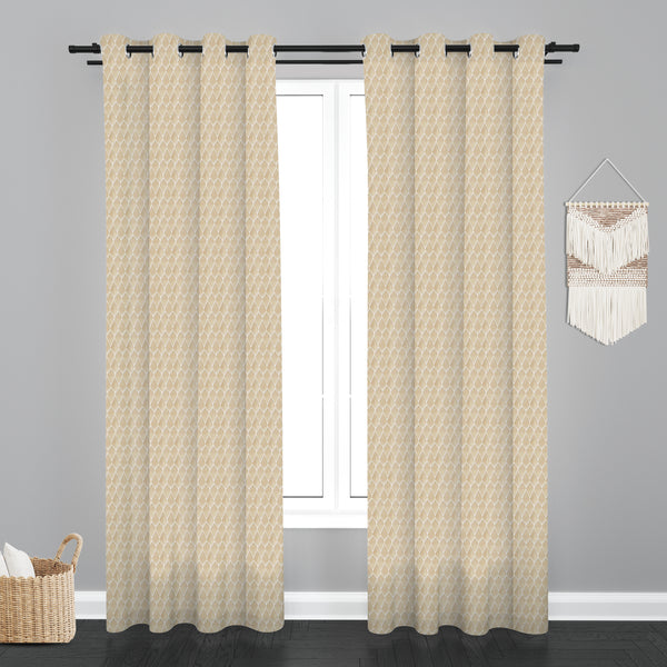 Lima  Geometric Design Jaquard Fabric Curtain -Cream