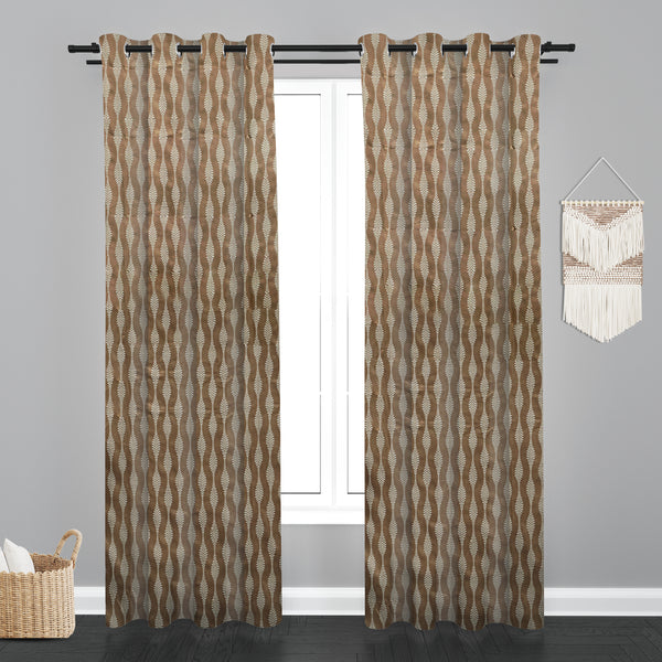 Lima  Geometric Design Jaquard Fabric Curtain -Beige
