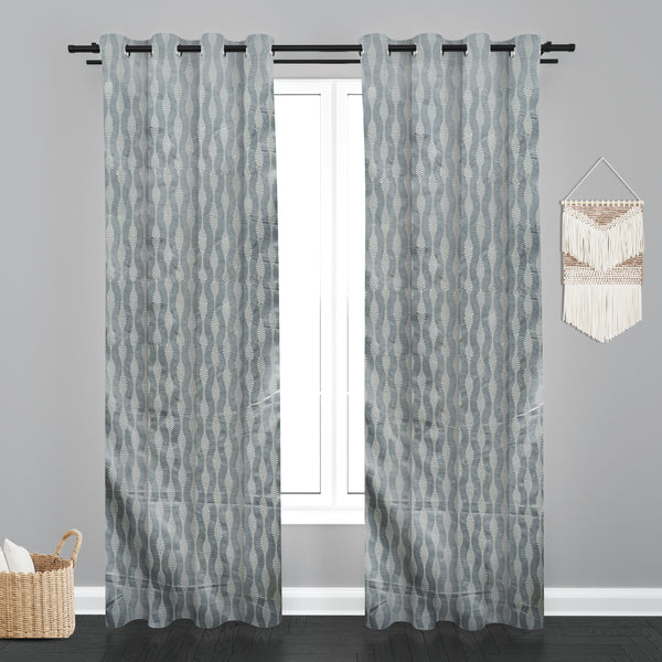 Lima  Geometric Design Jaquard Fabric Curtain -Light Grey