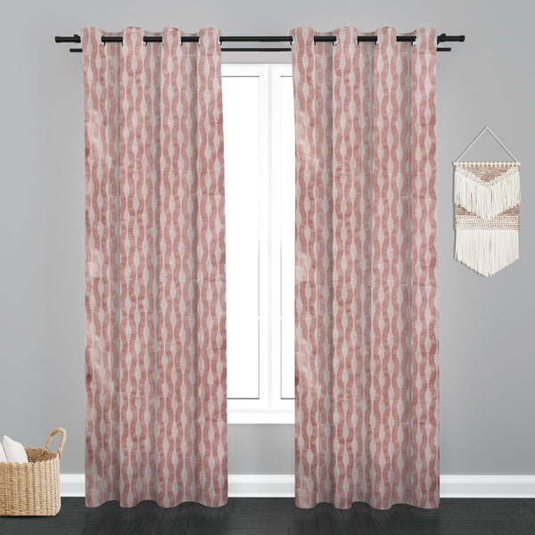 Lima  Geometric Design Jaquard Fabric Curtain -Pink