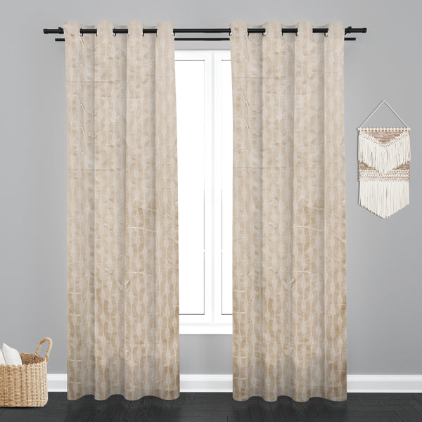 Lima  Geometric Design Jaquard Fabric Curtain -Cream