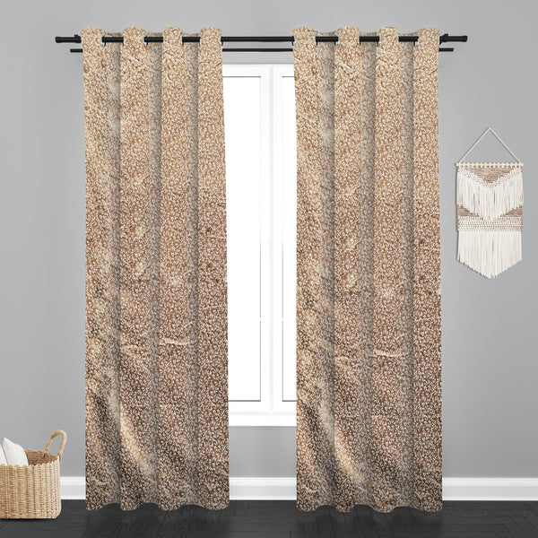 Lima  Floral Design Jaquard Fabric Curtain -Beige