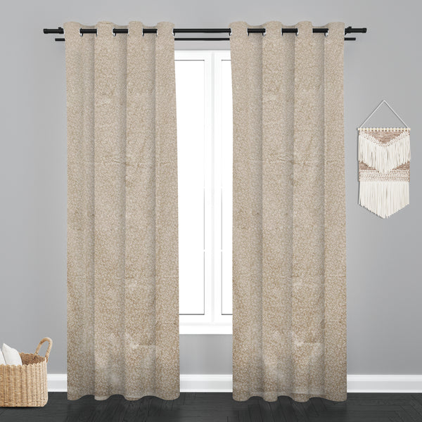 Lima  Floral Design Jaquard Fabric Curtain -Cream