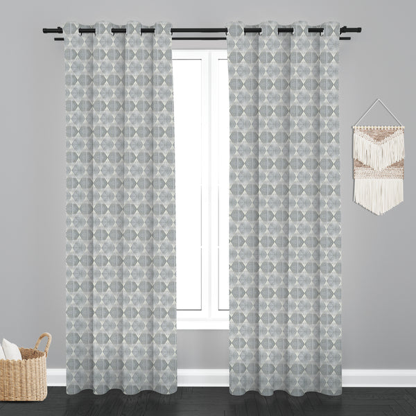 Lima  Geometric Design Jaquard Fabric Curtain -Light Grey