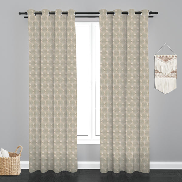 Lima  Geometric Design Jaquard Fabric Curtain -Tan