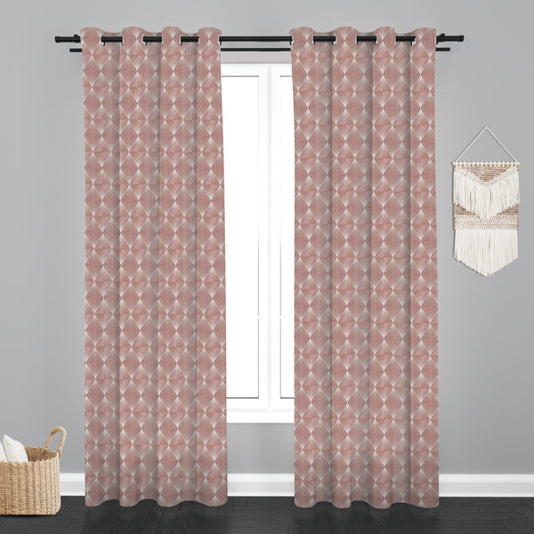 Lima  Geometric Design Jaquard Fabric Curtain -Pink