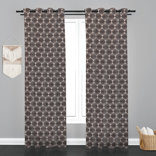 Lima  Geometric Design Jaquard Fabric Curtain -Coffee