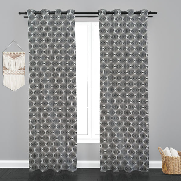 Lima  Geometric Design Jaquard Fabric Curtain -Grey