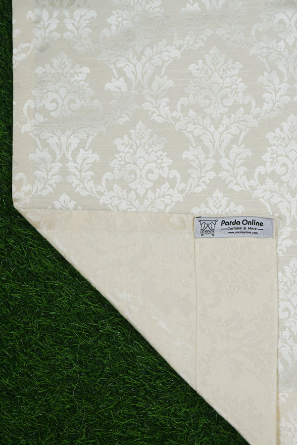 Athens Damask Design Soft Jacquard Fabric Curtain - Off White