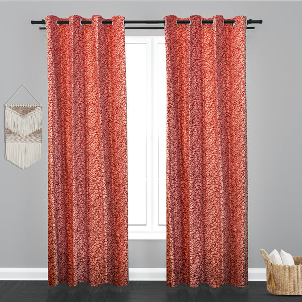 Seoul Teaxure Design Jaquard Fabric Curtain -Cherry Red