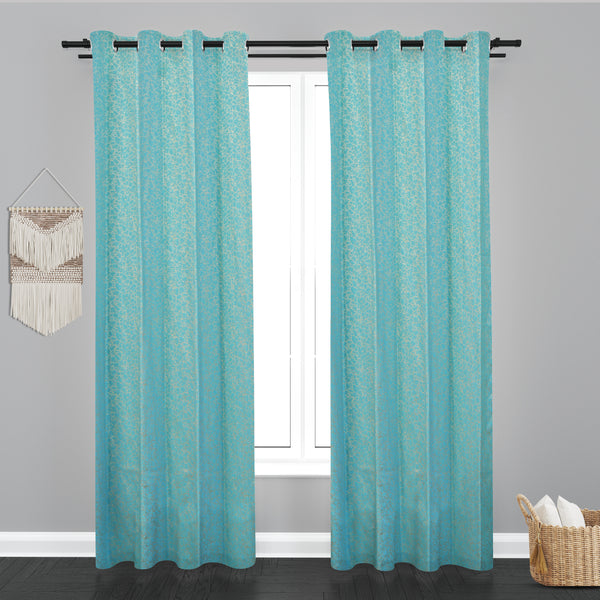 Seoul Teaxure Design Jaquard Fabric Curtain -Firozi