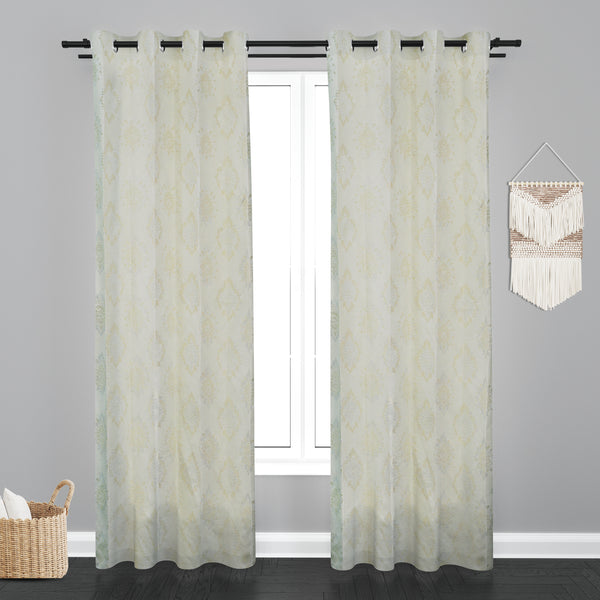 Vieena  Damask Design Jaquard Fabric Curtain -OffWhite