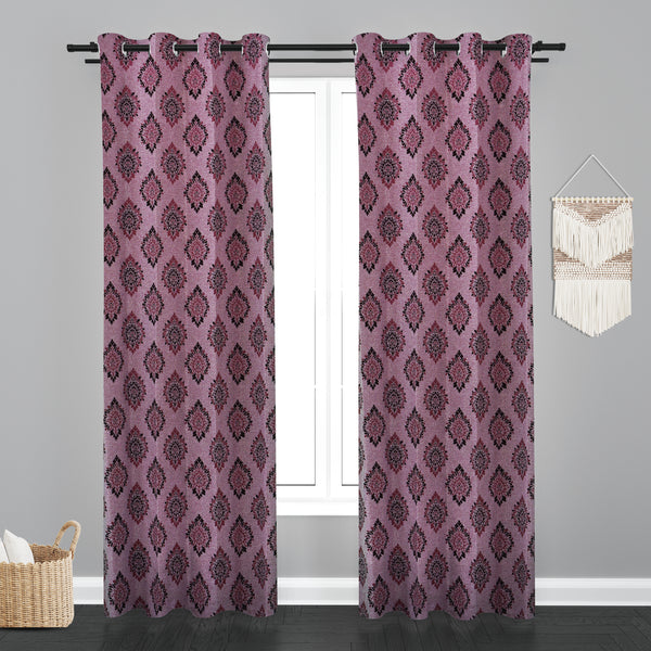Vieena  Damask Design Jaquard Fabric Curtain -Purple