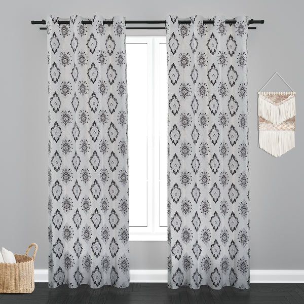 Vieena  Damask Design Jaquard Fabric Curtain -Grey