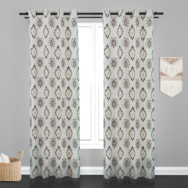 Vieena  Damask Design Jaquard Fabric Curtain -Cream