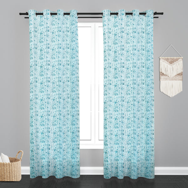 Vieena  Teaxure Design Jaquard Fabric Curtain -Firozi