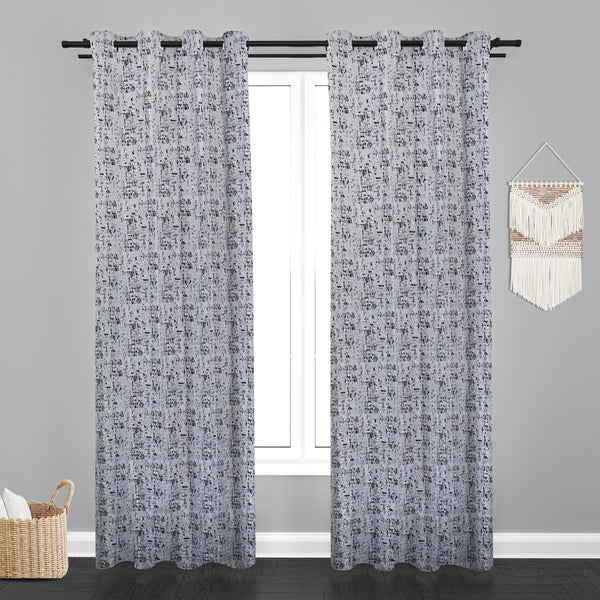 Vieena  Teaxure Design Jaquard Fabric Curtain -Grey